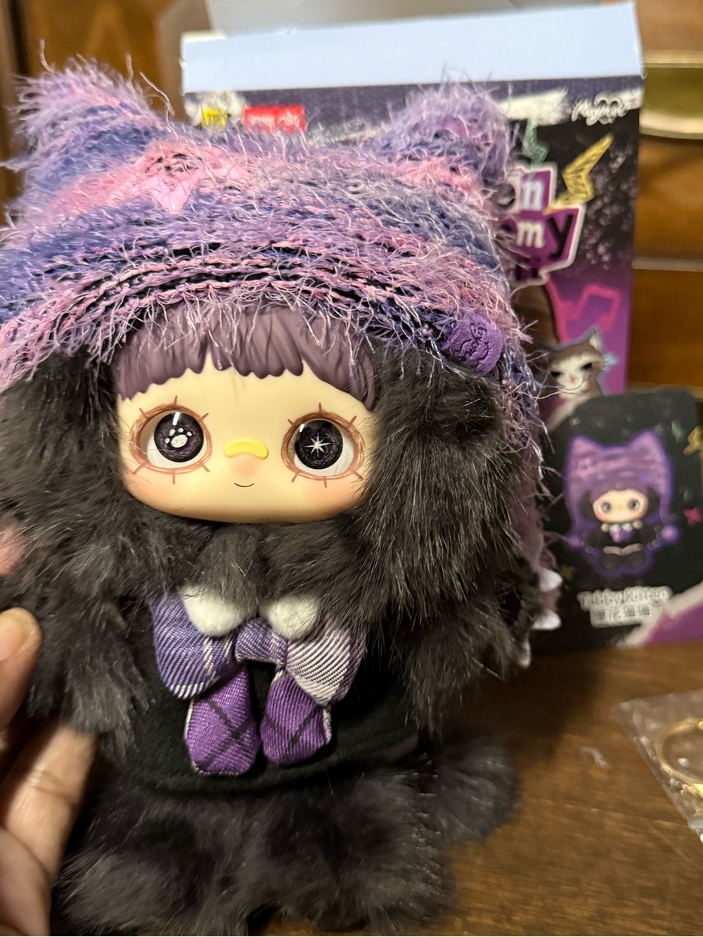 May Mei Confirmed New Purple Fuzzy Cat Doll Dark Forest Tie Plush Charm